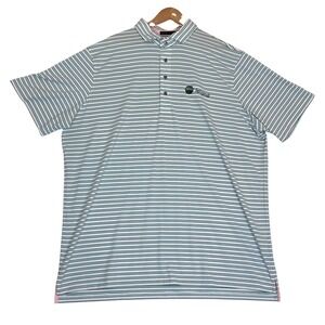 GREYSON Striped Green/Blue Manistee Golf Polo Sea Island Logo Performance Sz XXL